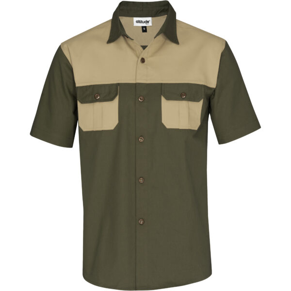 Mens Short Sleeve Serengeti 2-Tone Bush Shirt