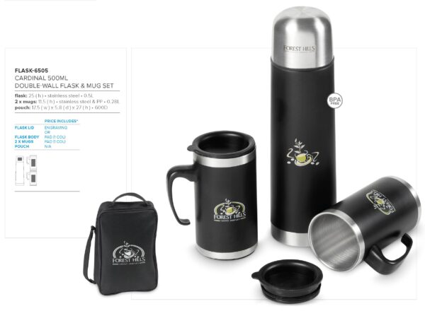 Cardinal 500Ml Double-Wall Flask & Mug Set