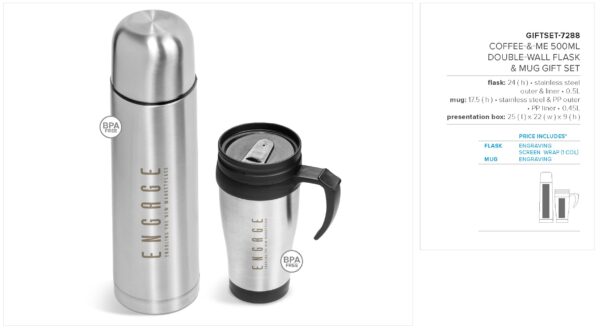 Coffee-&-Me 500Ml Double-Wall Flask & Mug Gift Set